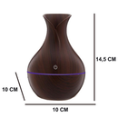 Umidificador Design de Vaso Aromatizador Silencioso textura de Madeira Recarregável com LED JORGE