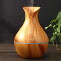 Umidificador Design de Vaso Aromatizador Silencioso textura de Madeira Recarregável com LED JORGE